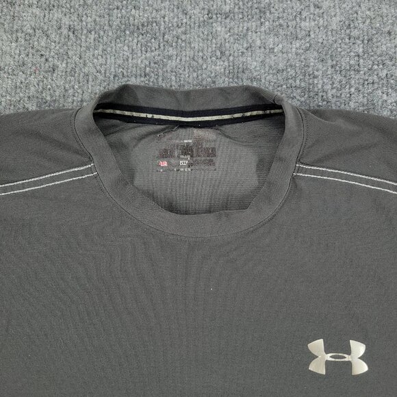 Under Armour Shirt Men Medium Gray HeatGear Logo Graphic Tee Short Sleeve Adult - Picture 3 of 14